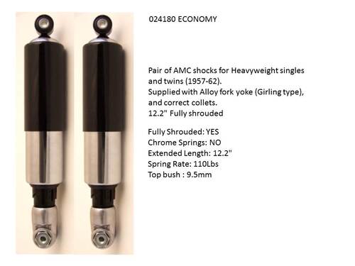 REAR GIRLING REPLICA SUSPENSION UNITS  (ECONOMY) TWINS AND SINGLES 024180 ROAD USE ONLY